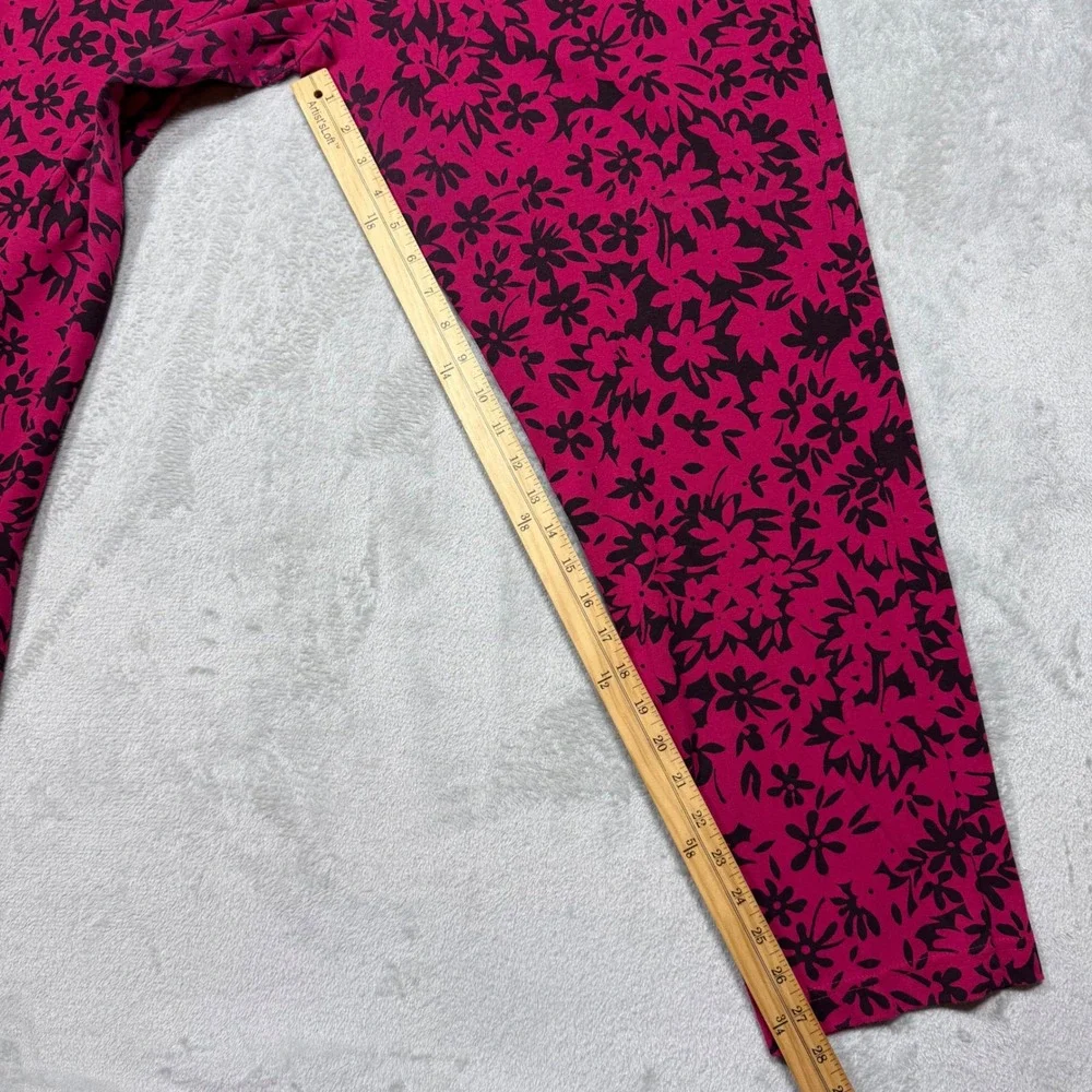 Vintage 90s Magenta Pink Cotton Blend Peplum Tunic and Floral Pants Set XL Artsy